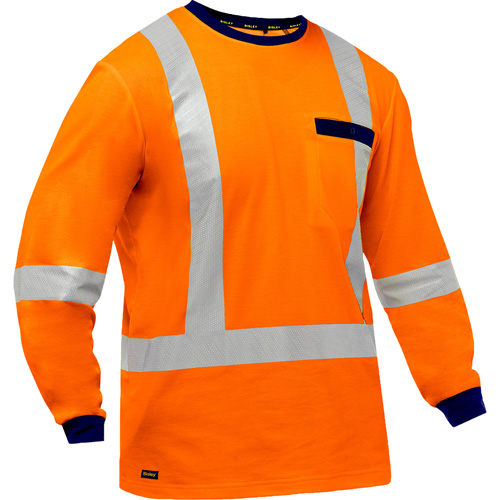 Bisley&reg; X-Back Long Sleeve Shirt, Poly-Cotton, Small, High Visibility Orange R.M.G. Prévention