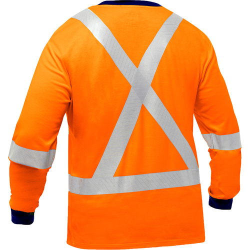 Bisley&reg; X-Back Long Sleeve Shirt, Poly-Cotton, Small, High Visibility Orange R.M.G. Prévention