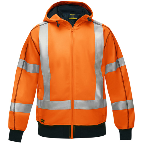 Bisley&reg; X-Back Full Zip Hooded Sweatshirt with Sherpa Lining, Large, High Visibility Orange R.M.G. Prévention