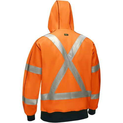 Bisley&reg; X-Back Full Zip Hooded Sweatshirt with Sherpa Lining, Large, High Visibility Orange R.M.G. Prévention