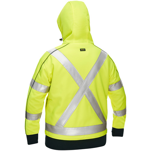 Bisley&reg; X-Back Women's Contoured Full Zip Hooded Sweatshirt with Sherpa Lining, Small, High Visibility Lime-Yellow R.M.G. Prévention