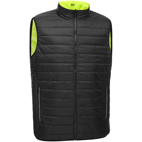 Bisley&reg; X-Back Reversible Puffer Vest, High Visibility Lime-Yellow, Medium, Polyester R.M.G. Prévention