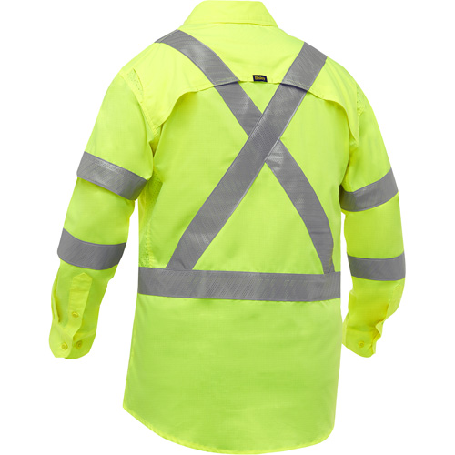 Chemise de travail &agrave; manches longues et X au dos Bisley avec X-Airflow, Poly-coton, Petit, Jaune lime haute visibilit&eacute; R.M.G. Prévention