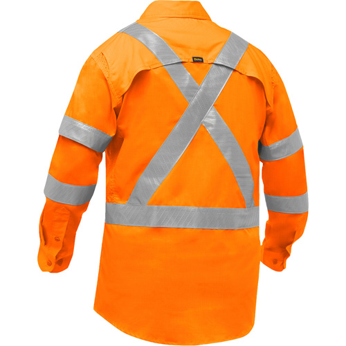 Chemise de travail &agrave; manches longues et X au dos Bisley avec X-Airflow pour femmes, Poly-coton, Petit, Orange haute visibilit&eacute; R.M.G. Prévention