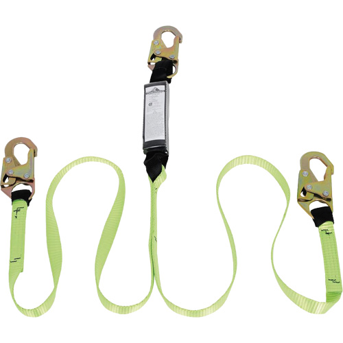 SA-54000-6 Shock Absorbing Lanyard, 6', Snap Hook Center, Snap Hook Leg Ends, Polyester R.M.G. Prévention