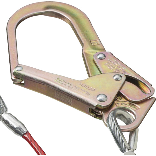 SA-55522-4 PVC-Coated Shock Absorbing Lanyard, 4', Form Hook Center, Snap Hook Leg Ends, Galvanized Steel R.M.G. Prévention