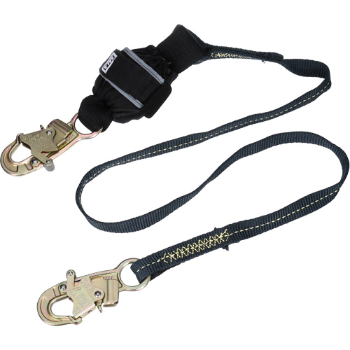 Arc Flash Web Shock-Absorbing Lanyard, 6', Snap Hook Center, Snap Hook Leg Ends, Kevlar&reg; R.M.G. Prévention