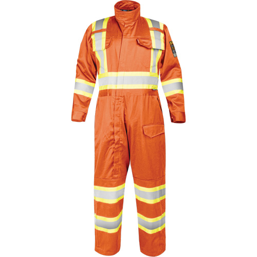 Combinaison ignifug&eacute;e avec bandes haute visibilit&eacute;, Taille Petit, Orange R.M.G. Prévention