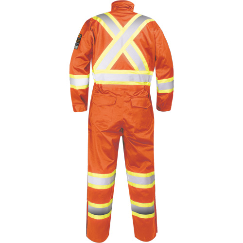 Combinaison ignifug&eacute;e avec bandes haute visibilit&eacute;, Taille Petit, Orange R.M.G. Prévention