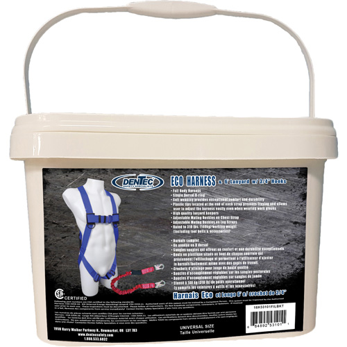 ECO Safety Harness in Pail with 6' Lanyard, CSA Certified, Class A, 255 lbs. Cap. R.M.G. Prévention