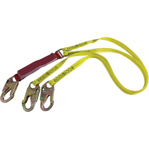 External Energy Absorber Lanyard with 3/4" Hooks, 6', Snap Hook Center, Snap Hook Leg Ends, Polyester R.M.G. Prévention