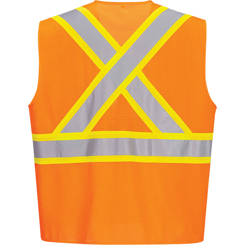 Veste de s&eacute;curit&eacute; &agrave; bandes contrastantes, Orange haute visibilit&eacute;, Petit, Polyester R.M.G. Prévention