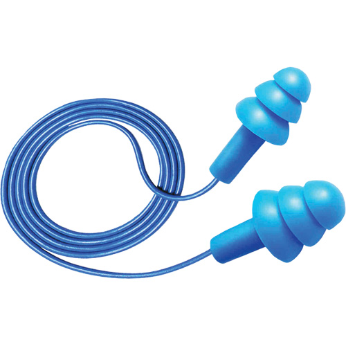 Hush 50-25 Reusable Metal Detectable Earplugs, Corded, One-Size, Bulk - Box, 25 NRR dB R.M.G. Prévention