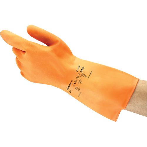 ALPHATEC&reg; 87-320 Gloves, Size 10, 11.8" L, Rubber Latex, Flock-Lined Inner Lining, 18-mil R.M.G. Prévention