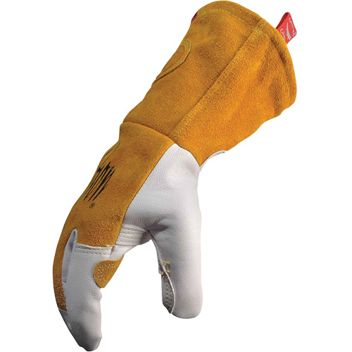 Gants de soudeur TIG/MIG de premi&egrave;re qualit&eacute; avec dos en cuir de vache refendue isol&eacute;es et ignifug&eacute;s Caiman, Cuir fleur de ch&egrave;vre, Taille T-Grand R.M.G. Prévention