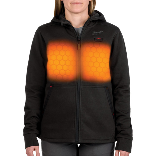M12 Heated Hoodie with Battery, Women's, Medium, Black, Poly-Cotton R.M.G. Prévention