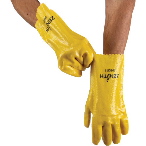 Gants &agrave; fini rugueux et r&eacute;sistants aux produits chimiques, Taille 9, 12" lo, PVC, Doublure en Interlock, 47-mil R.M.G. Prévention