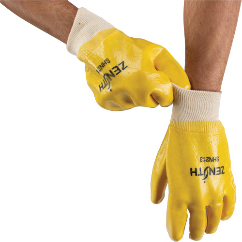 Gants &agrave; fini rugueux et r&eacute;sistants aux produits chimiques, Taille 9, 10" lo, PVC, Doublure en Interlock, 47-mil R.M.G. Prévention