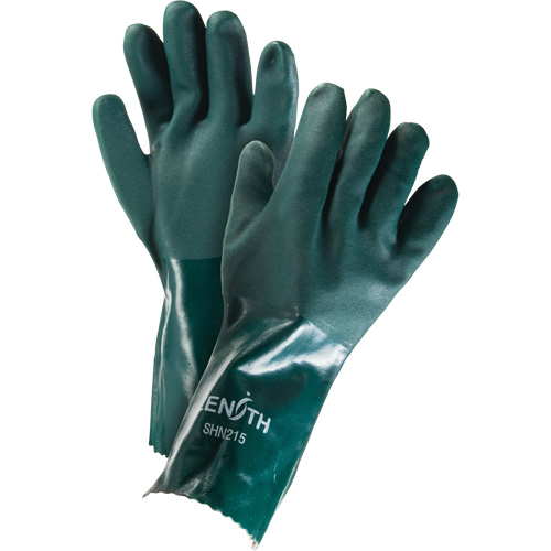 Gants verts &agrave; double enduit, 14" lo, PVC, Doublure en Jersey de coton, 70 mils R.M.G. Prévention