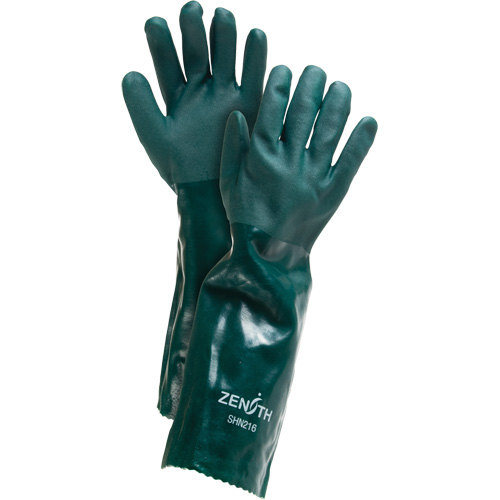 Double Dipped Green Gloves, 18" L, PVC, Cotton Jersey Inner Lining, 70-mil R.M.G. Prévention