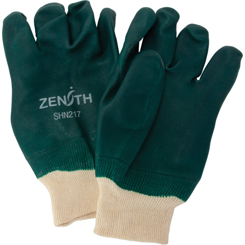 Gants verts &agrave; double enduit, 10" lo, PVC, Doublure en Jersey de coton, 70 mils R.M.G. Prévention