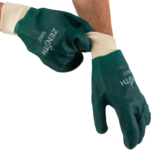 Gants verts &agrave; double enduit, 10" lo, PVC, Doublure en Jersey de coton, 70 mils R.M.G. Prévention