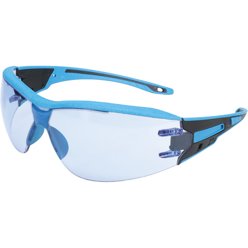 Lunettes de s&eacute;curit&eacute; sans monture Captain d&eacute;tectables par d&eacute;tecteur de m&eacute;taux, Lentille Bleu p&acirc;le, Antibu&eacute;e/Anti-&eacute;gratignures, ANSI Z87+/R&eacute;pond ou surpasse la norme CSA Z94.3 R.M.G. Prévention
