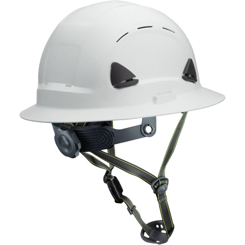 Casque Fibre Metal de style escalade avec bordure compl&egrave;te, R&eacute;pond aux normes CSA type 2, Suspension Rochet, Ventil&eacute; R.M.G. Prévention