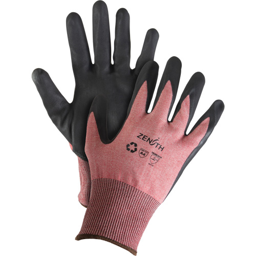 Gants &eacute;cologiques, l&eacute;gers, et r&eacute;sistants &agrave; la coupe, &agrave; haute dext&eacute;rit&eacute;, Taille 8, Calibre 18, Rev&ecirc;tement Mousse de nitrile, Enveloppe en Acier inoxydable/PEHP/rPET, ASTM ANSI niveau A4 R.M.G. Prévention