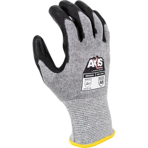 RWG566 AXIS Cut Protection Touchscreen Work Glove, Size Small, 18 Gauge, Polyurethane Coated, Stainless Steel/HPPE Shell, ASTM ANSI Level A5/EN 388 Level E R.M.G. Prévention