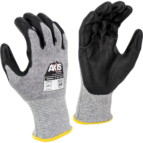 RWG566 AXIS Cut Protection Touchscreen Work Glove, Size Small, 18 Gauge, Polyurethane Coated, Stainless Steel/HPPE Shell, ASTM ANSI Level A5/EN 388 Level E R.M.G. Prévention
