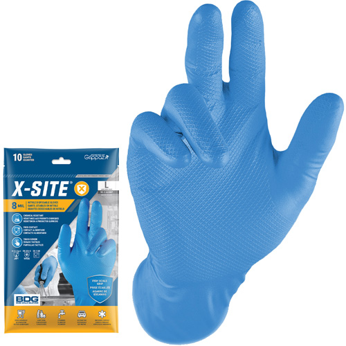 Gants jetables Grippaz, Petit, Nitrile, 8 mils, Sans poudre, Bleu R.M.G. Prévention