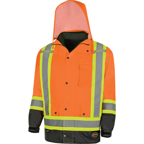 Parka de s&eacute;curit&eacute; d'hiver imperm&eacute;able 7-en-1 5056 Pioneer Yukon, Polyester, Noir/Orange haute visibilit&eacute;, T-petit R.M.G. Prévention