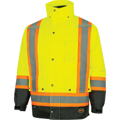 Parka de s&eacute;curit&eacute; d'hiver imperm&eacute;able 7-en-1 5057 Pioneer Yukon, Polyester, Noir/Jaune lime haute visibilit&eacute;, T-petit R.M.G. Prévention