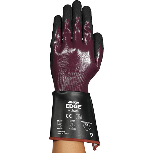 Gants &agrave; manchette 48-939 EDGE, Taille 6, Calibre 13, Rev&ecirc;tement Nitrile, Enveloppe en Polyester/PEHP/Spandex, ASTM ANSI niveau A4 R.M.G. Prévention