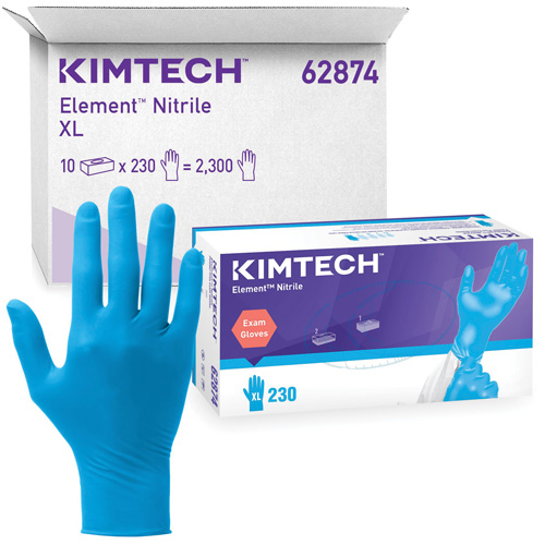 Kimtech Element Exam Gloves, X-Small, Nitrile, 3.2-mil, Powder-Free, Blue, Class 2 R.M.G. Prévention