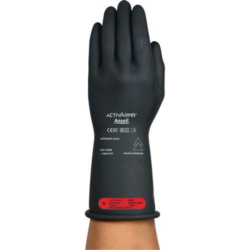 Gants &eacute;lectriques isol&eacute;s ultra l&eacute;gers ActivArmr RIG R011BUL, ASTM classe 0, Taille 9, 11" lo R.M.G. Prévention