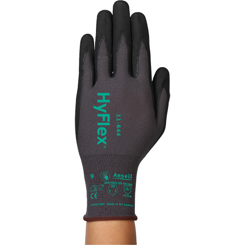 Gants Hyflex 11-844, Taille 5/2T-petit, Calibre 15, Rev&ecirc;tement Mousse de nitrile, Enveloppe en Nylon/Spandex, ASTM ANSI niveau A1/EN 388 niveau 1/EN 388 niveau A R.M.G. Prévention
