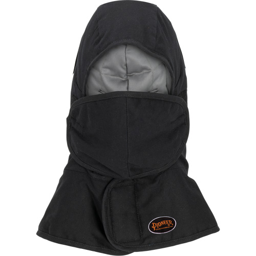 Doublure matelass&eacute;e ignifug&eacute;e Pioneer 765A pour casque de s&eacute;curit&eacute; avec un long cou et embout buccal amovible, Noir/Gris, Coton/FR-Tech/Modacrylique/Nylon R.M.G. Prévention
