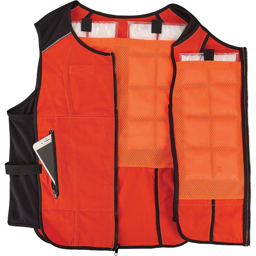 Veste de refroidissement &agrave; changement de phase l&eacute;g&egrave;re avec sachets de recharge Chill-Its 6260, Grand/T-Grand, Orange R.M.G. Prévention