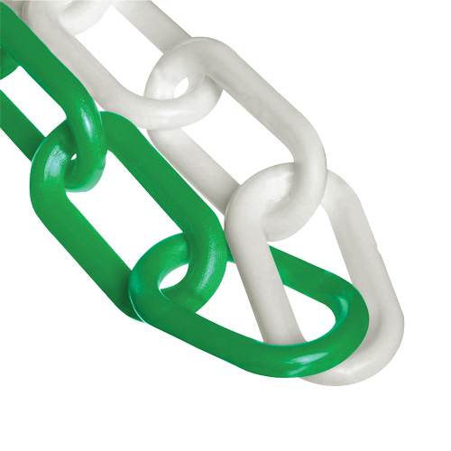 Chaîne de barri&egrave;re en plastique &agrave; deux couleurs, Vert/Blanc R.M.G. Prévention