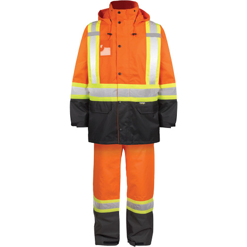 Ensemble de pluie haute visibilit&eacute; en tissu 150 deniers, Polyester, T-Grand, Orange haute visibilit&eacute; R.M.G. Prévention
