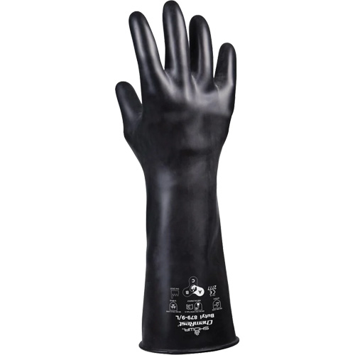 Gants r&eacute;sistants &agrave; l'acide 879, Taille Moyen/8, 14" lo, Caoutchouc butyle, 28 mils R.M.G. Prévention