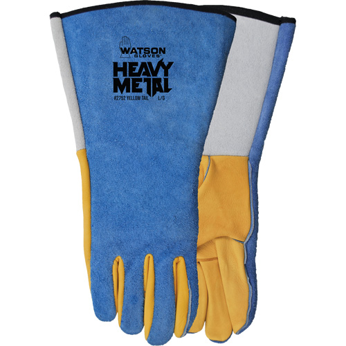 Gants de soudage Yellow Tail MIG/TIG, Cuir fleur de daim/Cuir de vache refendu, Taille T-Grand R.M.G. Prévention