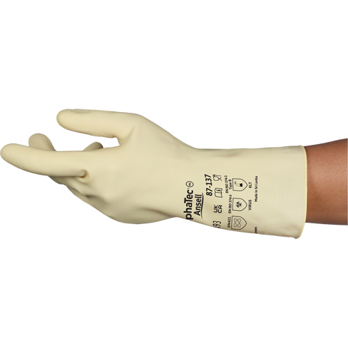 Gants naturels et l&eacute;gers AlphaTec 87-137, Taille 7, 11,8" lo, Latex de caoutchouc, 16 mils R.M.G. Prévention