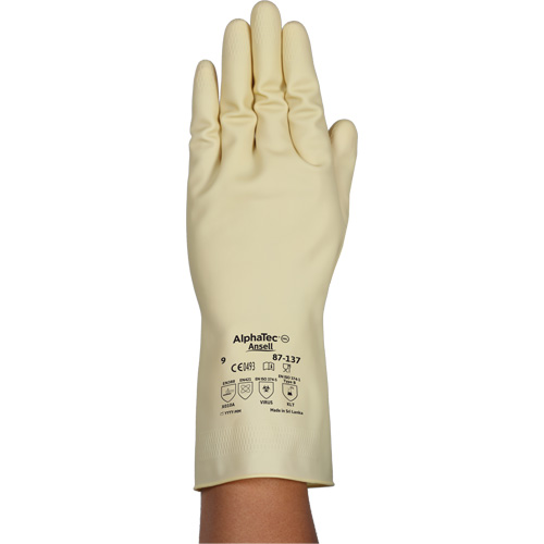 Gants naturels et l&eacute;gers AlphaTec 87-137, Taille 7, 11,8" lo, Latex de caoutchouc, 16 mils R.M.G. Prévention