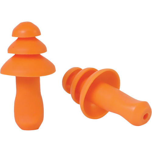 SEALTEC TipGrip Orange TPR Triple-Flange Reusable Earplugs, Uncorded, Bulk - Box, 26 dB dB NRR, One-Size R.M.G. Prévention