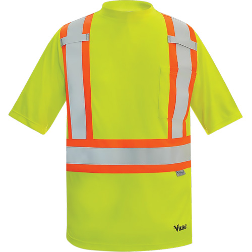 Viking&reg; Safety Bamboo Lined T-shirt, Polyester, 4X-Large, High Visibility Lime-Yellow R.M.G. Prévention