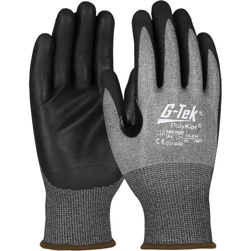 G-Tek&reg; Cut-Resistant Gloves with Touchscreen Capability, Size Large, 18 Gauge, Foam Nitrile Coated, PolyKor&reg; Shell, ASTM ANSI Level A4/EN 388 Level D R.M.G. Prévention