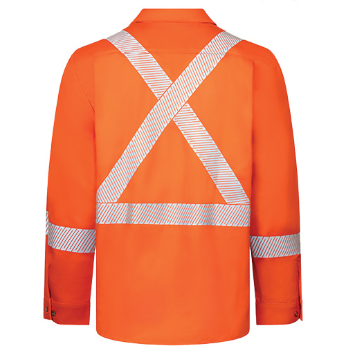 Avenger 7 oz Deluxe Segmented Striped High-Visibility Work Shirt, Style 652, Men's, Medium (Tall), Orange R.M.G. Prévention